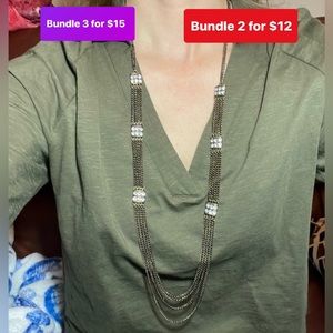 Long Dark Brass Chain Necklace